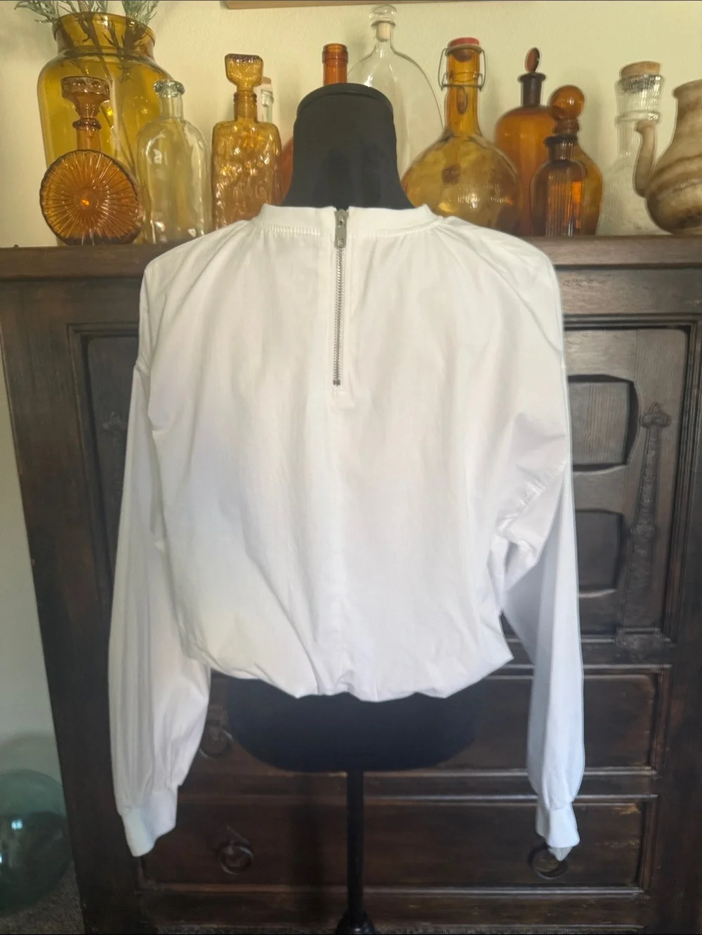 Zara White Puffed Hem Crop Top